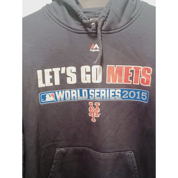 Majestic Men's Black  NY Mets 2015 World Series Pullover Hoodie Size LG - Picture 4 of 7